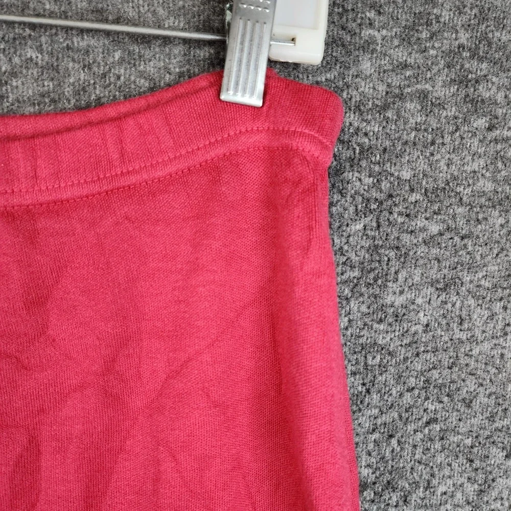 Allen Allen USA Maxi Skirt Women S/M Red Knit Elastic Waist Made in USA
